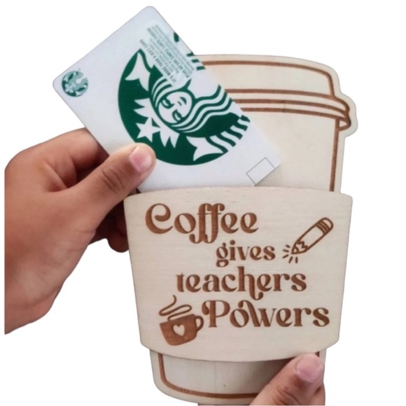 Handmade Wooden Gift Card Holder For Teachers Coffee Gift Card Holder - Picture 1 of 4